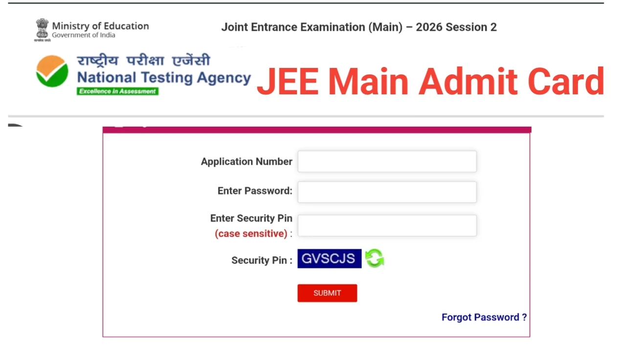 JEE Main 2026 Session 2 Admit Card: Release Date, Download Steps & Exam Schedule